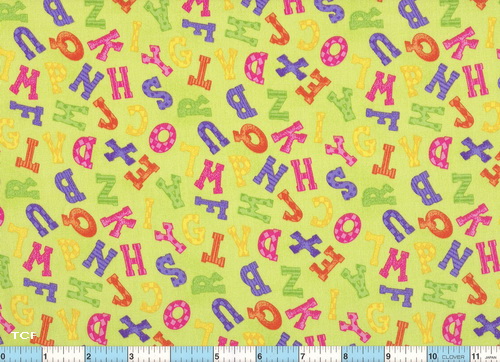 Letters in Bloom Lime Fabric